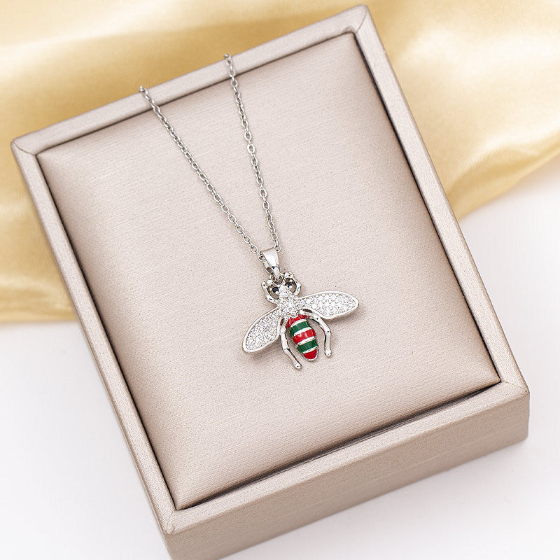 Necklace women's copper long zircon titanium steel electroplated animal pendant accessible luxury stylishclassyniche styleeasiest for match clavicle chain