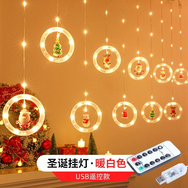 Christmas decorative light string star light string room curtain light atmosphere LED lights flashing Christmas tree ice strip light