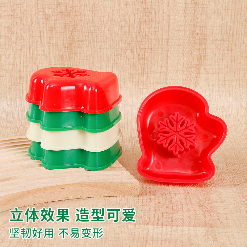 Christmas glove shaped rice ball mold - fun diy holiday party snowflake baking cookie cutter - cross-border