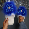 cotton slippers baotou heattech slippers flats slippers daily home slippers soft real fur soft bottom flower cotton slippers