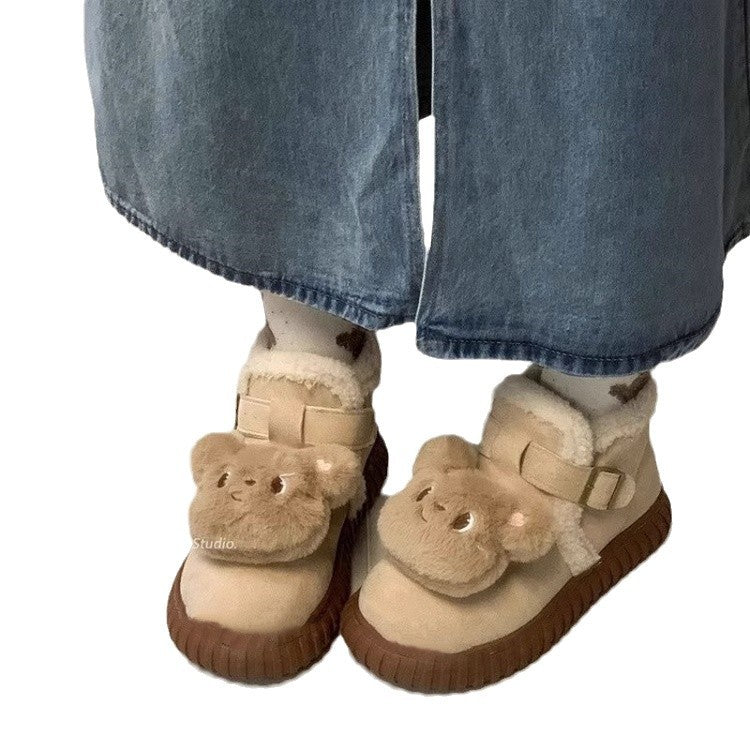 Fashion tribe fleece-lined fluffy snow boots for women, new winter 2026 collection, extra thick warm cotton shoes, non-slip ankle boots