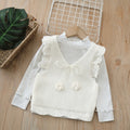 Spring/summer new girls' tank top with handmade floral bow, sweet knitted vest, girls' spring/summer outfit set