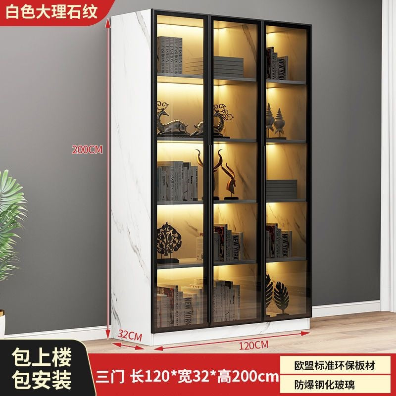 Casual glass door bookcase combination floor-standing display cabinet accessible luxury living room figure gundam storage wine cabinet