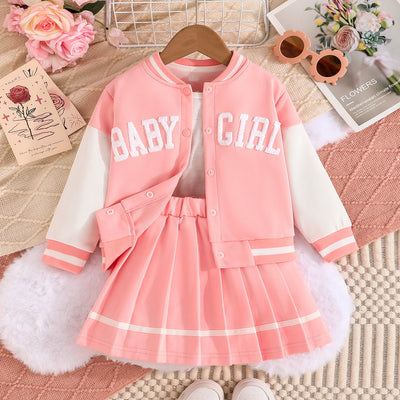 new european and american style preppy girl's outfit set