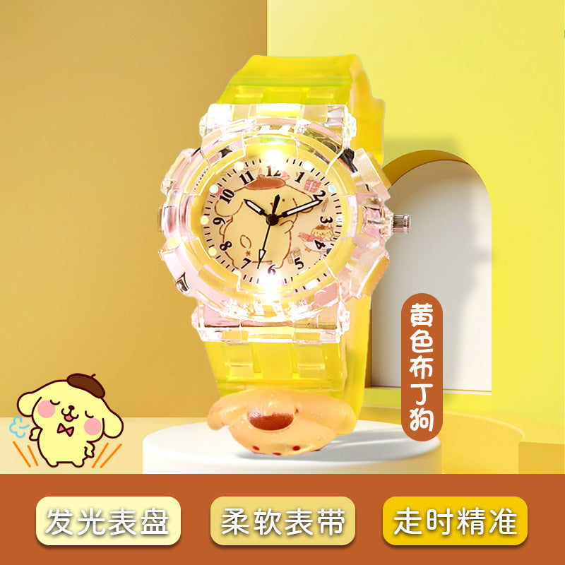Kids' cartoon sanrio kuromi luminous electronic watch - girls' digital & analog quartz watch for elementary and middle school students