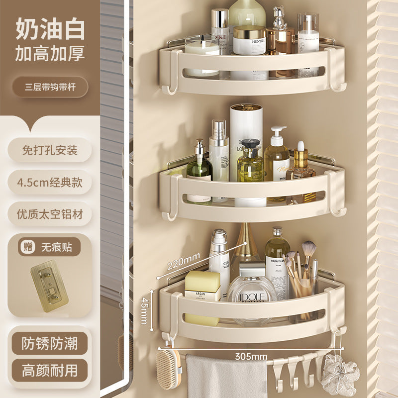 White bathroom shelf No punching toilet toilet toilet wall storage rack wall hanging cream wind