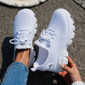 Women's athletic sneakers for export, summer  collection: plus size flyknit breathable running shoes, soft sole casual lace-up lightweight sneakers