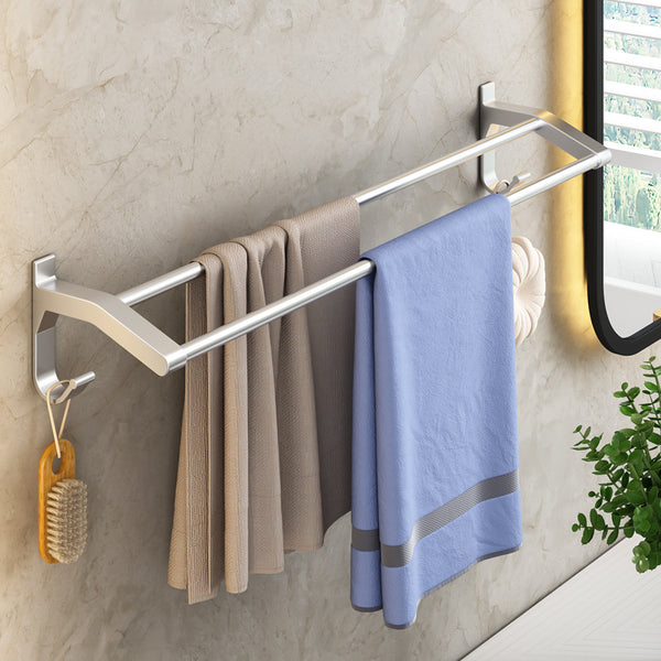 Towel rack, bathroom, non-punching space aluminum bathroom, bath towel hanging rod, single rod shelf, bathroom toilet shelf.