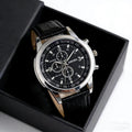 Wholesale cross-border fashion watches for men, men's watches, gift watches, quartz watches, stylish blue light glass leather strap men's wristwatches