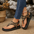 summer new arrivals: chunky heel leopard print peep-toe thong sandals - plus size, wholesale, versatile, fashionable, and featuring a hook-and-loop closure