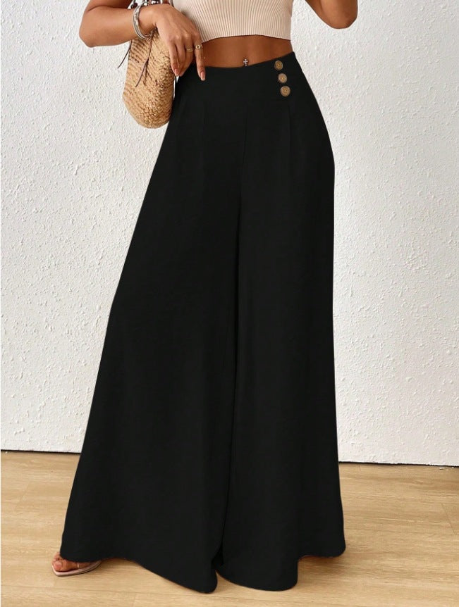 independent station new arrival cross-border fashionelegance mid-waist wide-leg pants pants