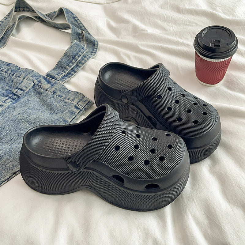 Baotou crocs women's breathable thickenedbottom outer wear eva sandals half slippers women's summer non-slip new arrival sandals