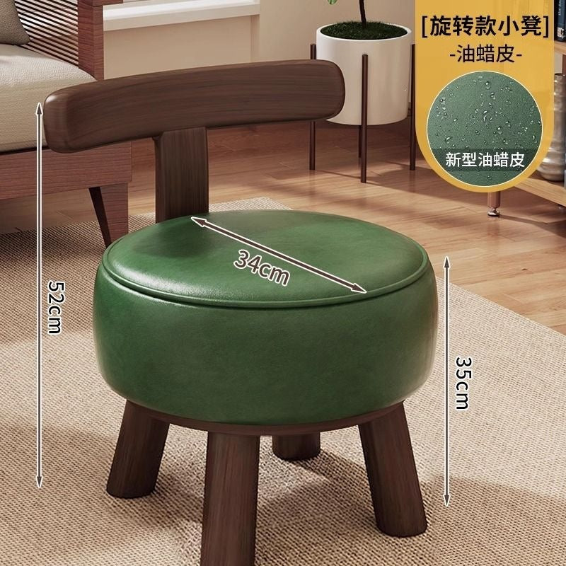 Backrest entry shoe changing stool living room low stool for home shoe changing stool can be rotated durable new chinoiserie solid wood shoe changing stool