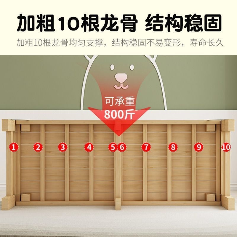 Solid wood baby splicing bed foldable bed free installation with guardrail kids bed boys and girls splicing large bed crib