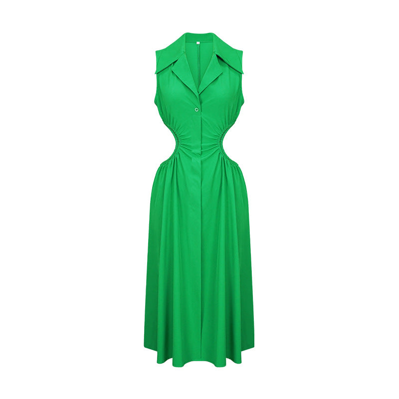 spring and autumn elegant a-line dress - european and american  style solid color sexy dress
