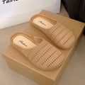 2025 summer new arrivalretro woven cut out vacation sandals toe half slippers women's shoes fashionoutwear sandals