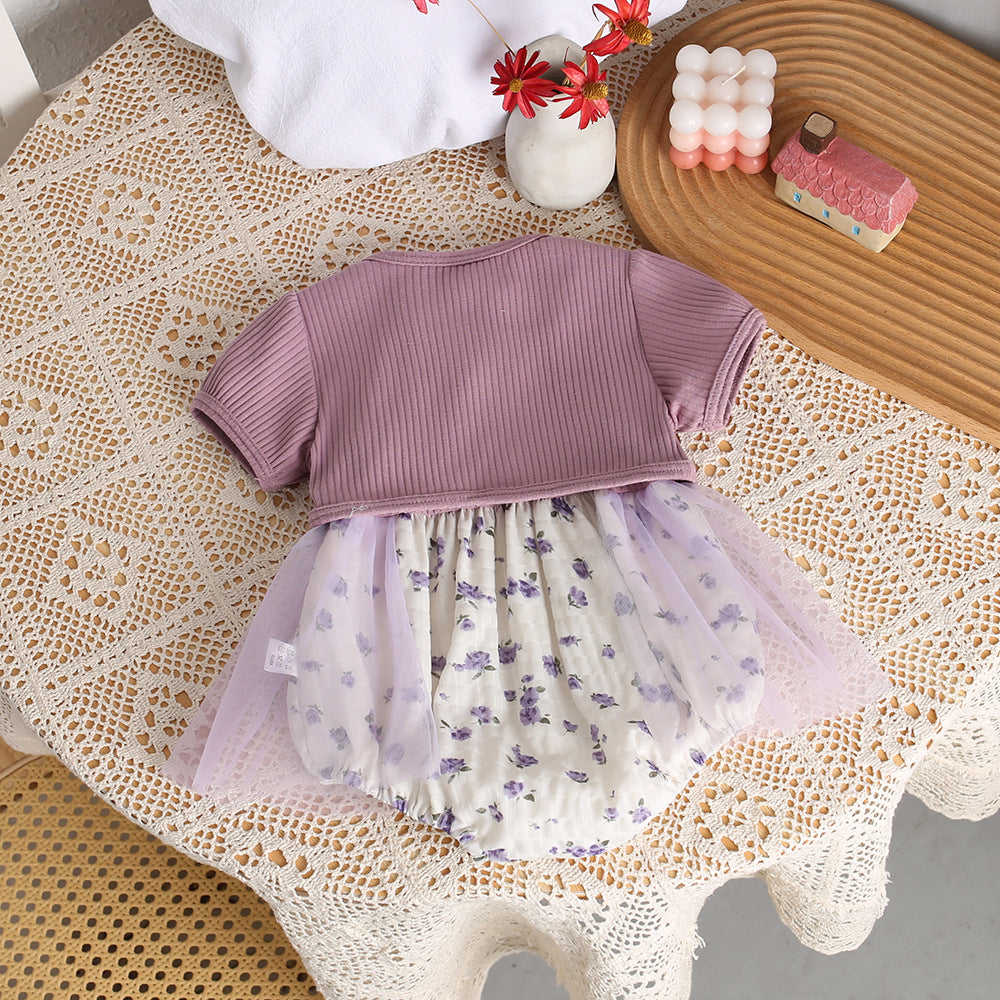 Baby girl summer 100-day princess hoodie baby bag butt skirt jumpsuit cardigan super cute summer first birthday suit skirt