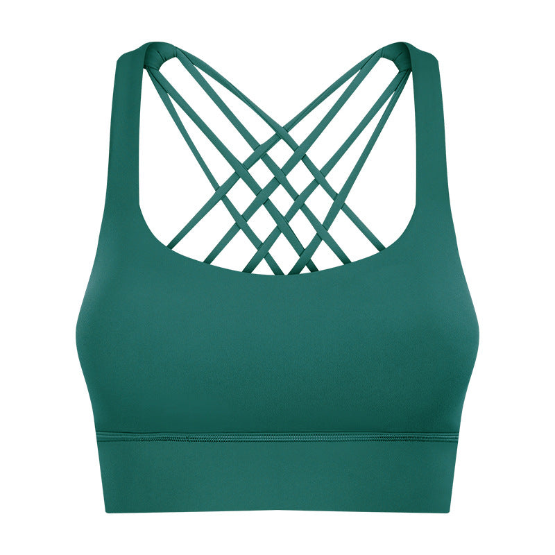 new arrival fitness sports intimates women's high-strength cross back bubble wrap push-up sports bra s2010
