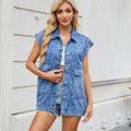 Fashion cross-border women's clothing   washed denim new arrivalloose leopard print printed vest vest tops