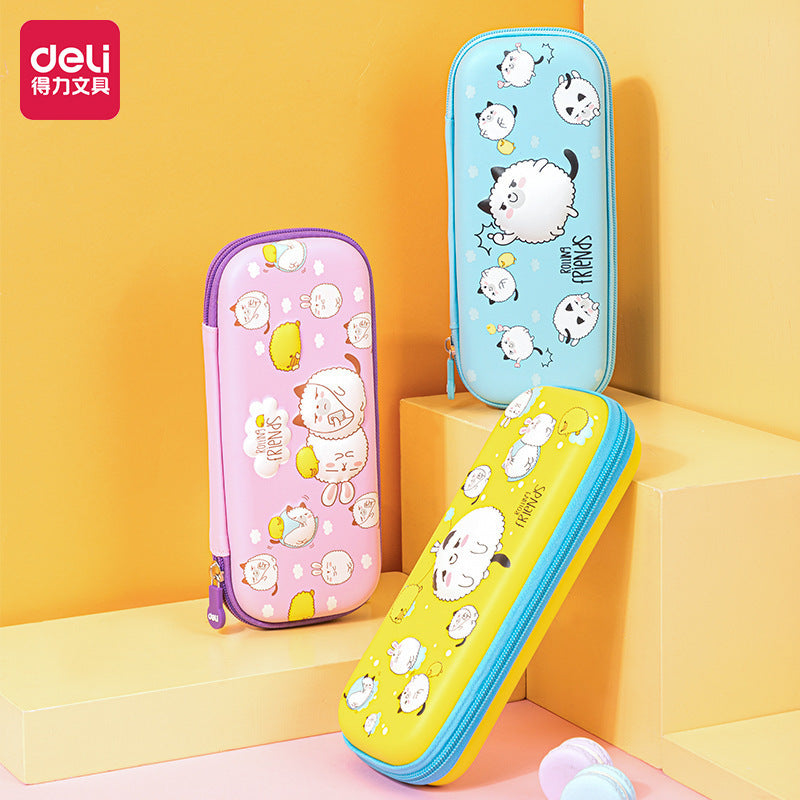 Deli EVA pencil case 3D cartoon robot large capacity pencil case girl stationery case boy girl pencil case