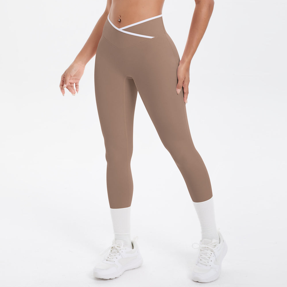 new color block criss-cross fitted brushed high-stretch yoga set - 5-piece running, fitness, and breathable training outfit