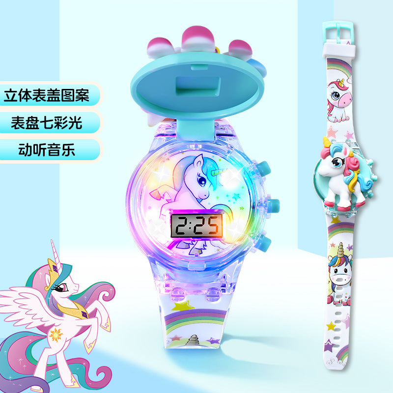 Kids' cartoon watch toy - musical, light-up electronic watch with flashing lights - kuromi toy - gift for boys and girls - perfect for kindergarten