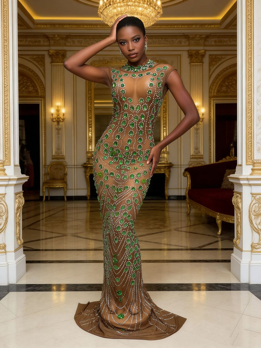 sexy backless luxury rhinestone dress - european & american style, sparkling nightclub performance costume, party evening gown