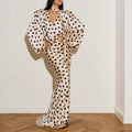 summer new women's clothing - cross-border  us & europe - vintage polka dot v-neck puff sleeve cinched waist dress