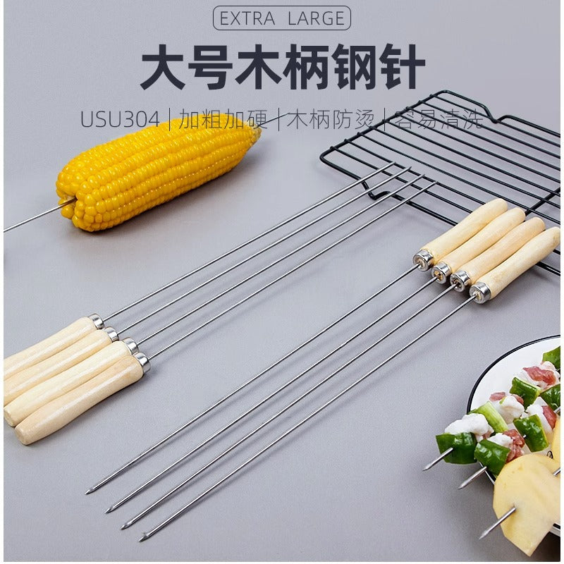 304 stainless steel bbq skewers - home & outdoor bbq tools - 40cm long bbq pins for grilling meat & kebabs