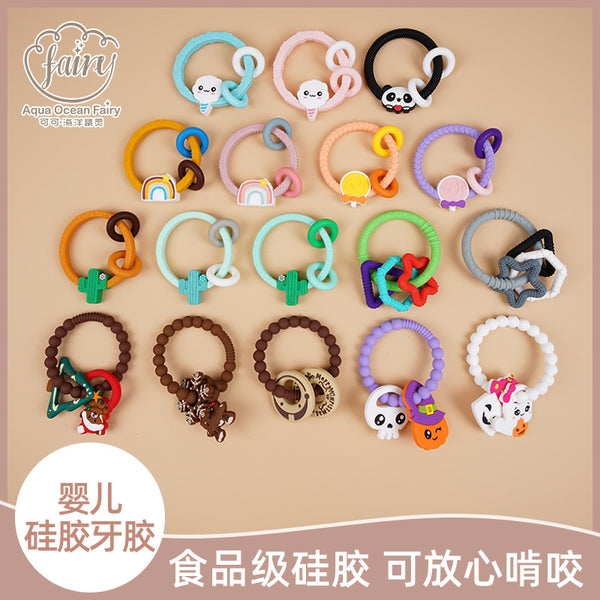 Food Grade Silicone Bite Le Toothpaste Lollipop Cactus Hand Grip Ring Toothpaste Infant Toothpaste Grinding Stick