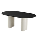 White frame-matte pure black double-ended round