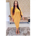 supply, fully pleated, long-sleeved, v-neck, midi-length, elegant and sophisticated solid color dress. hot-selling in europe and america, special offer for africa