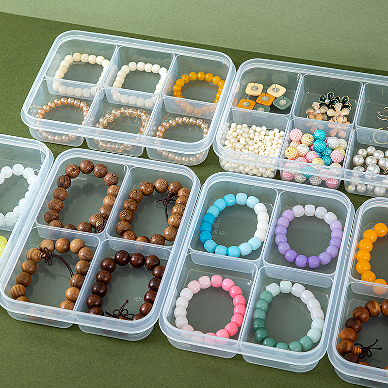 Desktop grid transparent jewelry storage box plastic with lid multi-grid classification Wenwan bracelet beaded storage box