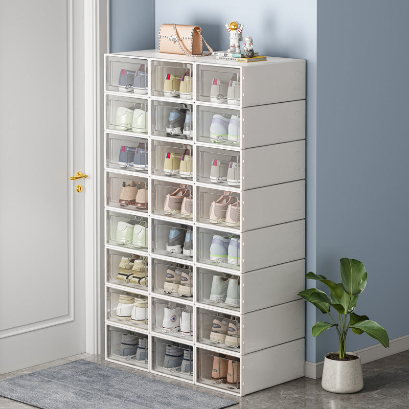 Folding shoe box household door shoe rack shoe storage box drawer type transparent shoe cabinet storage box saves space