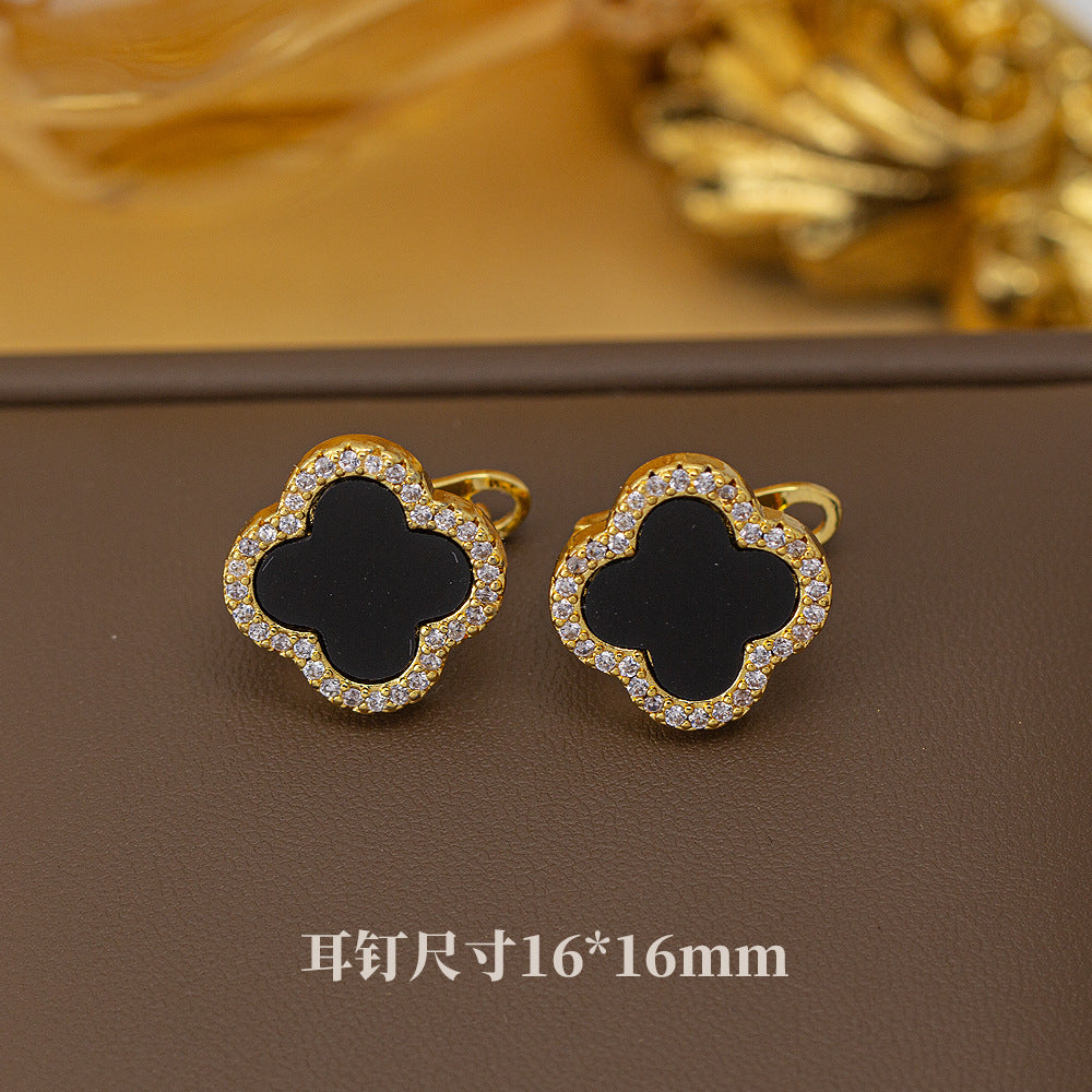 fashion elegant four-leaf clover earrings personalized zircon flower classy earrings niche styleaccessible luxurynew arrival earrings