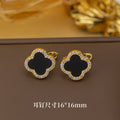 Er-9 golden four-leaf clover earrings