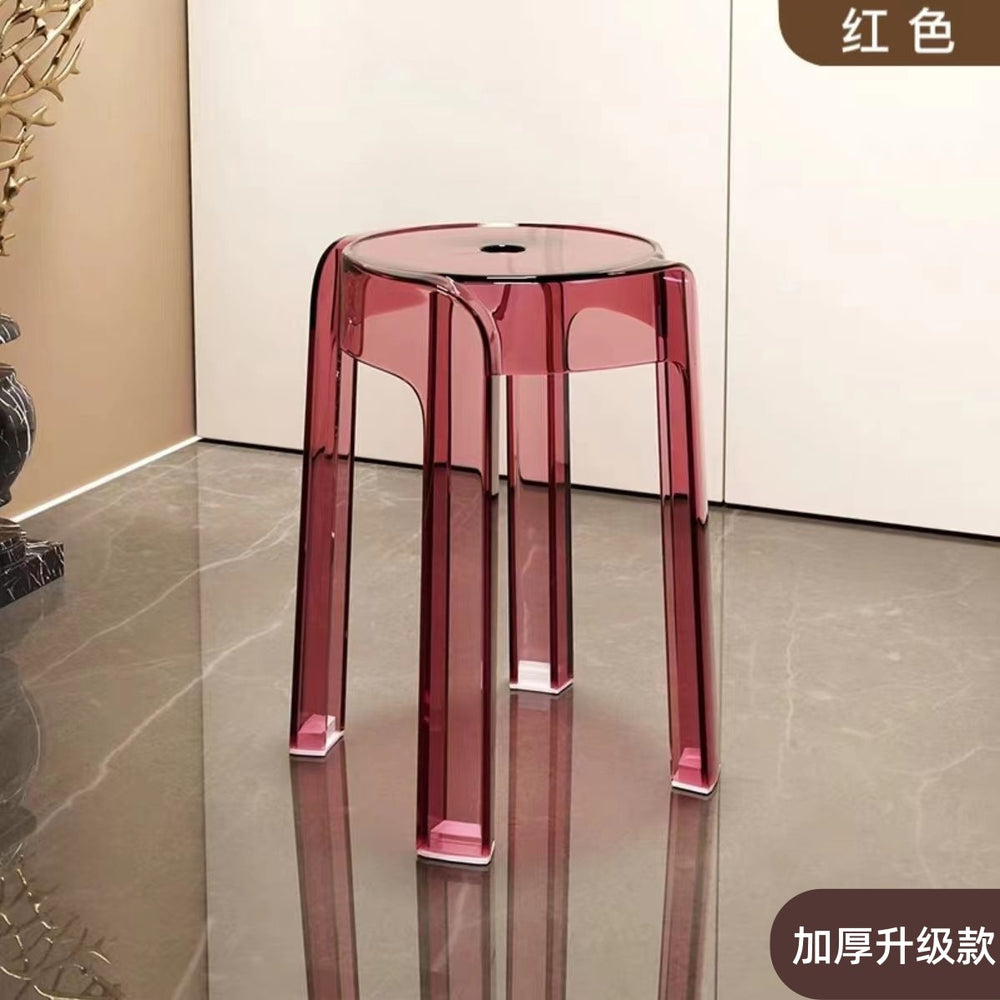 Minimalist chic stool - commercial grade, thickened, stackable, transparent round stool chair - acrylic chair, plastic stool for home use