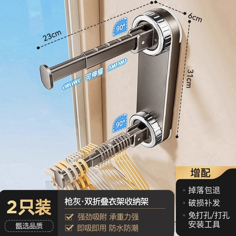 Suction cup clothes hanger storage handy gadgetfor home clothes hanger punch-free storage rack balcony wall wall-mounted telescopic hanging rod