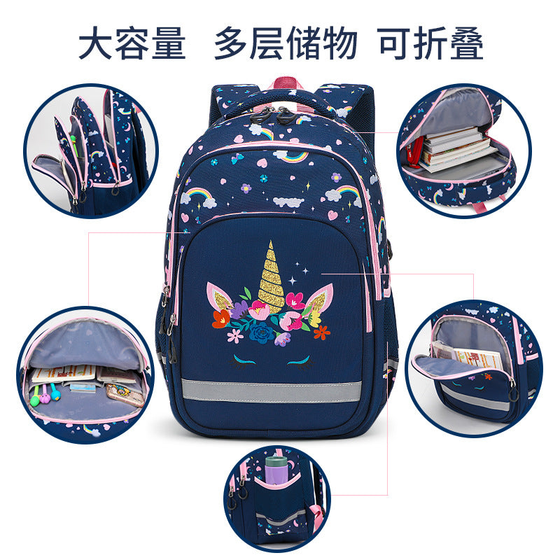 new primary school students print children's backpack schoolbag burden three-piece schoolbag wholesale