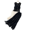 Retrolacecut outflowers tasseltwo-piece set women's summer pure desire sleeveless vest skirtelegantsuit