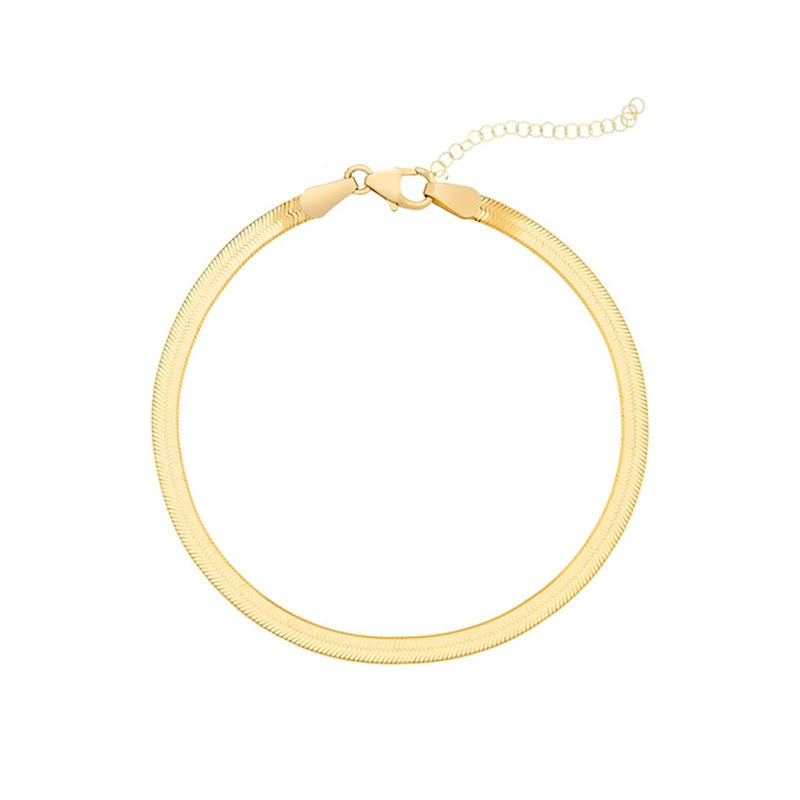 hot-selling popular flat snake anklet european and american fashion simple 3mm flat snake creative trend direct supply fashion versatile