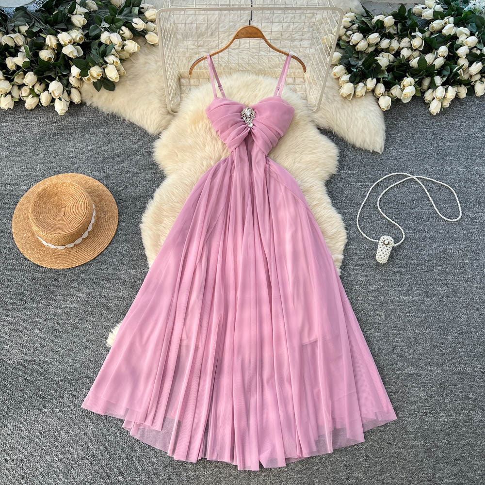 French chic, ethereal mesh slip dress - women's 2026 spring/summer collection - high-end, figure-flattering, elegant evening gown