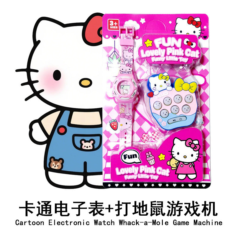 Factory direct electronic watch + whack-a-mole game console charm set - kids' cartoon watch