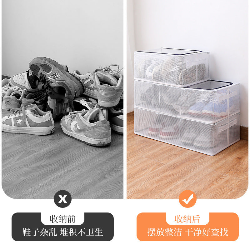 Bed sole transparent shoe box storage multi-functional dustproof transparent shoe cabinet household space saving foldable removable shoe rack