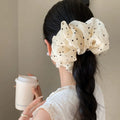French polka dot large intestine hair tie for women, ball head tie, high elasticity, no damage to hair, rubber band elegant hair rope headwear