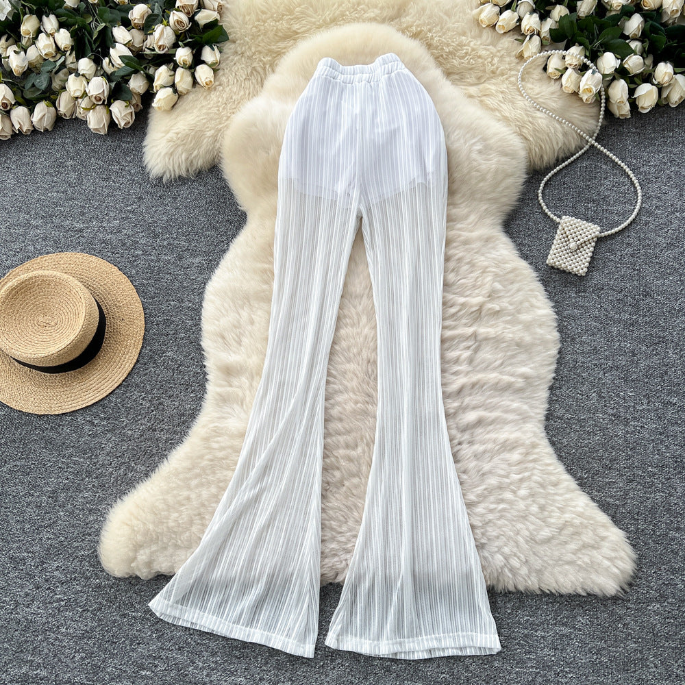 Lazy style casualloose pants for women summersense of design straps elastic waist slimming lookloose to cover the flesh and cover the crotch chiffon pants