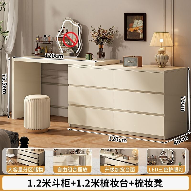 French cream style bedroom vanity table all-in-one chest of drawers dressing table bed end storage cabinet corner table small apartment with drawers