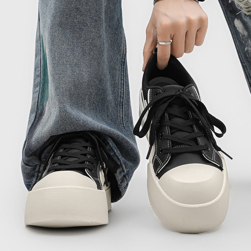 Mickey mouse big head derby shoes - men's spring breathable chunky sole height increasing athletic casual versatile sneakers - niche design leather shoes