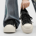 Mickey mouse big head derby shoes - men's spring breathable chunky sole height increasing athletic casual versatile sneakers - niche design leather shoes