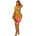 European and american style cross-border printed women's vacation beach casual dress set - bandeau halter sleeveless bodycon maxi two-piece outfit